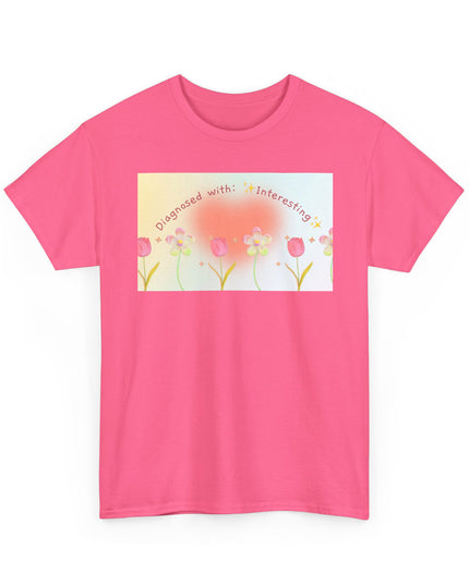 Diagnosed With: Interesting | Funny Unisex Heavy Cotton Tee | Quirky Graphic T-Shirt | Gift for Friends, Coworkers & Family