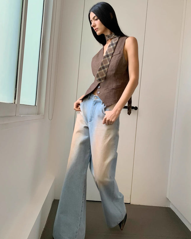 "Wantful Fantasy" Industry Washed Wide Leg Low Waist Straight Leg Bootleg Pants