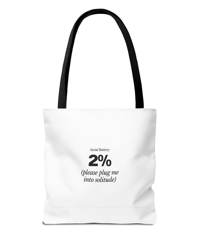 Social Battery: 2% Tote Bag | Funny Introvert Gift | Solitude Lover Bag | Aesthetic Everyday Carry | Durable Polyester Tote