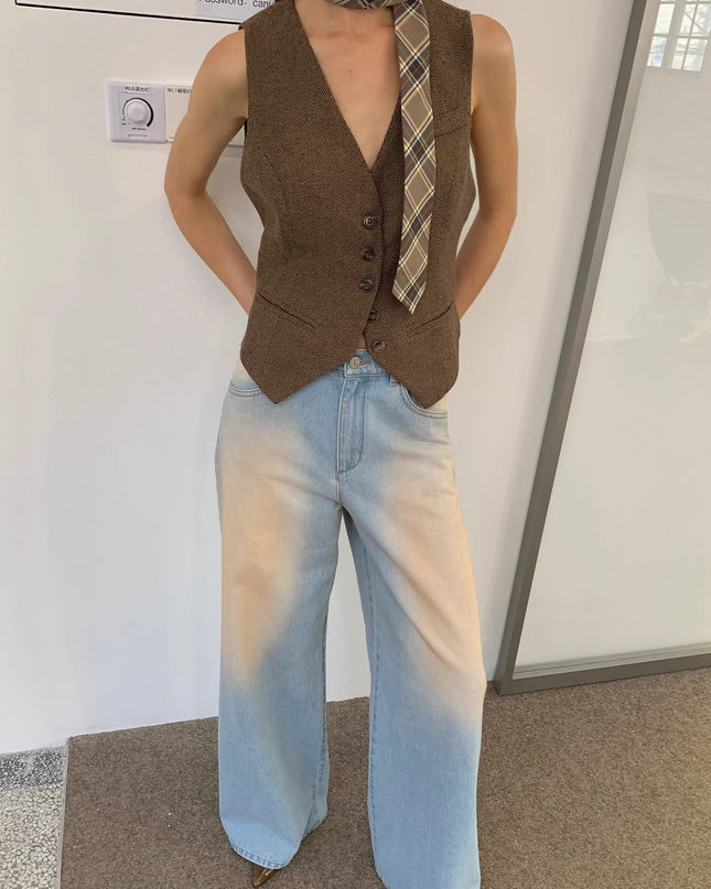 "Wantful Fantasy" Industry Washed Wide Leg Low Waist Straight Leg Bootleg Pants