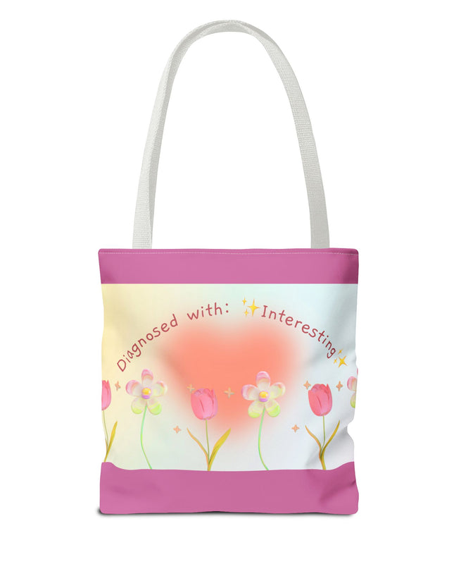 Floral Tote Bag, Vibrant Polyester Shopping Bag, Cheerful Spring Summer Handbag, Quirky Gift for Birthdays - Available in 5 Colors, 3 Sizes