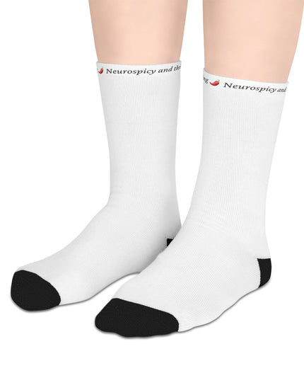 Neurospicy and Thriving Socks | Funny Mid-Length Socks | Comfort Fit | Gift for Neurodivergent Friends | Unique All-Over Print Socks