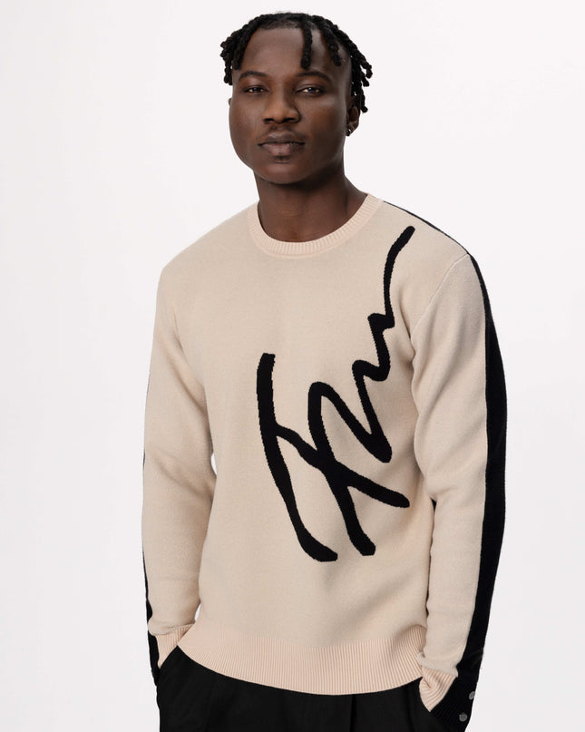 Jacquard fine knit sweater