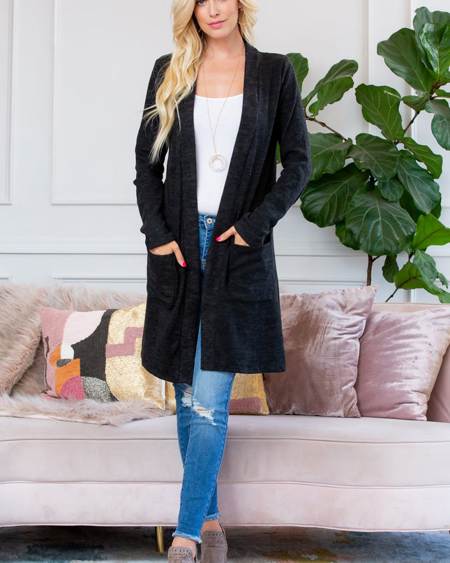 Brushed Sweater Pocket Cardigan