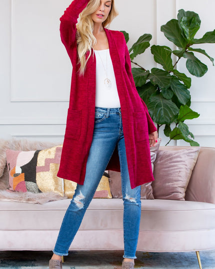 Brushed Sweater Pocket Cardigan