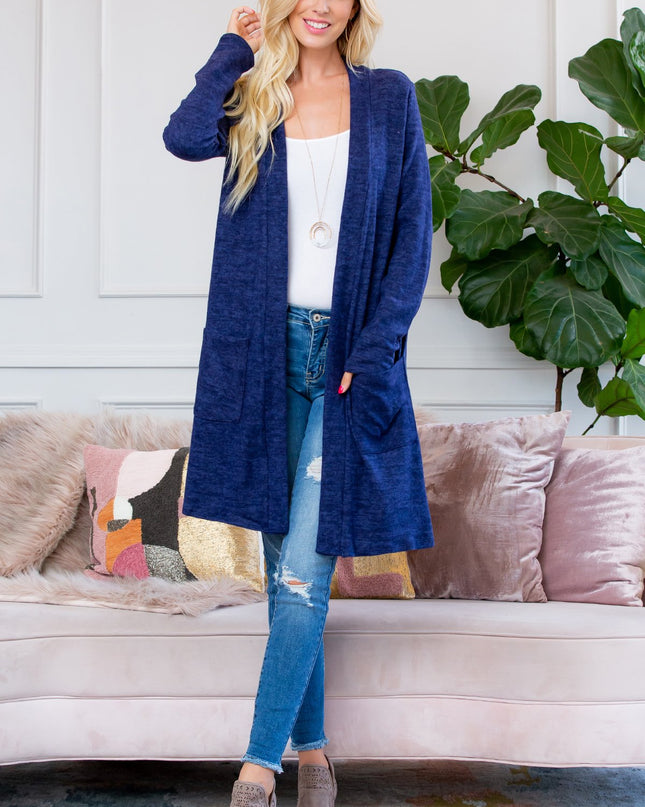 Brushed Sweater Pocket Cardigan