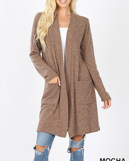 Brushed Sweater Pocket Cardigan