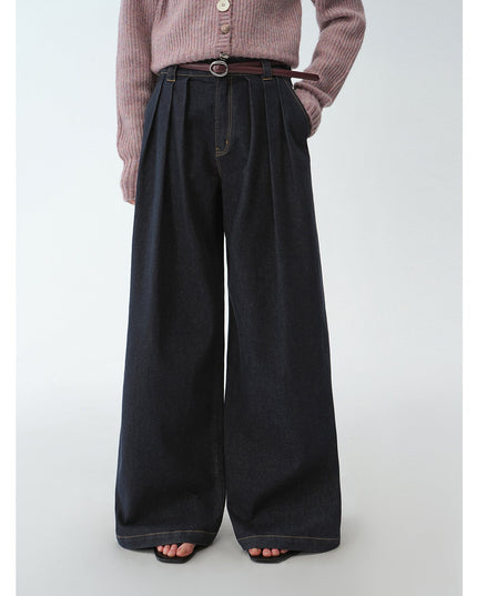 "Street Style" Vintage Handmade Lycra Stretch Jeans Wide Leg Loose Women Spring