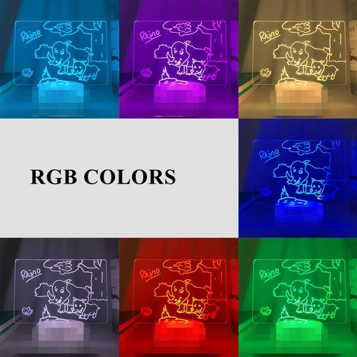 LED Acrylic Message Board Night Light with Wooden Base | Write-On USB Lamp with 3 Color Modes | Creative Home & Office Decor Gift