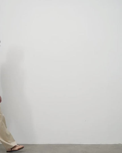 Spliced Double-Pleat Wide-Leg Trousers Straight-Leg Trousers for Women