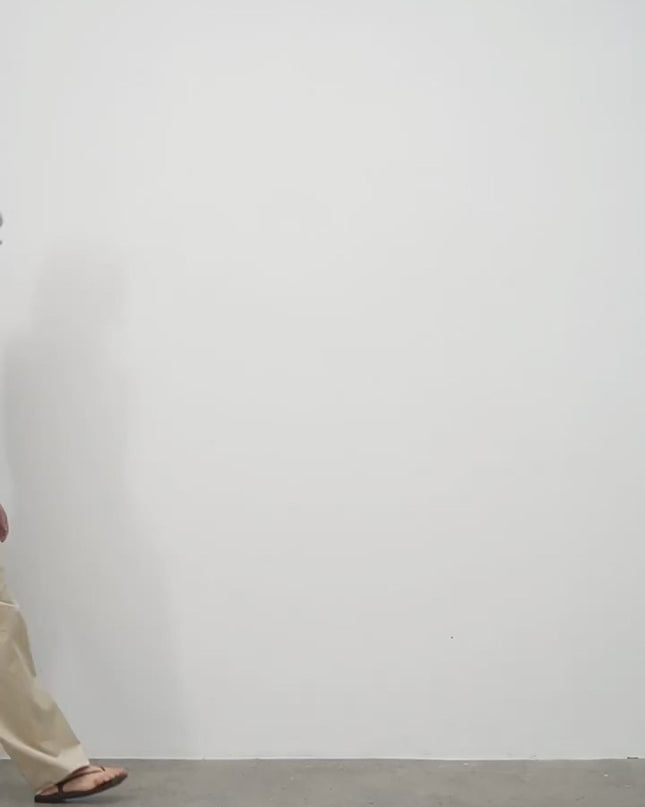 Spliced Double-Pleat Wide-Leg Trousers Straight-Leg Trousers for Women