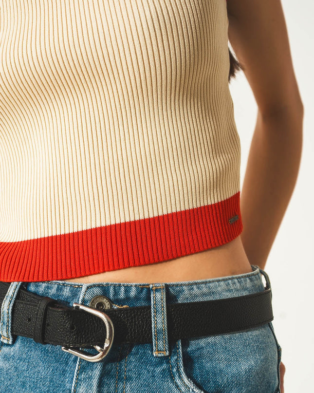 Ribbed Cropped Vest Top in Red