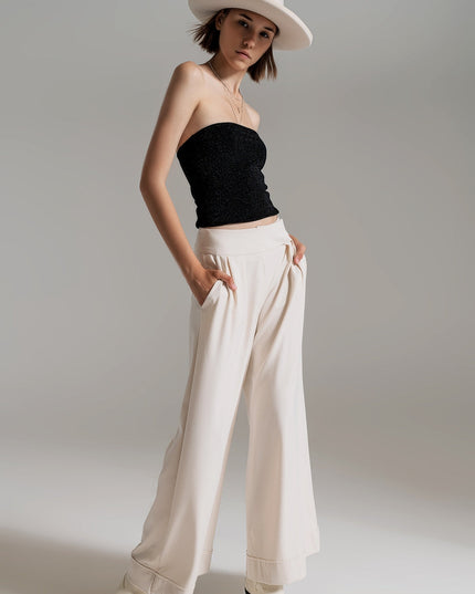 Strapless Shiny Tube Top in Black